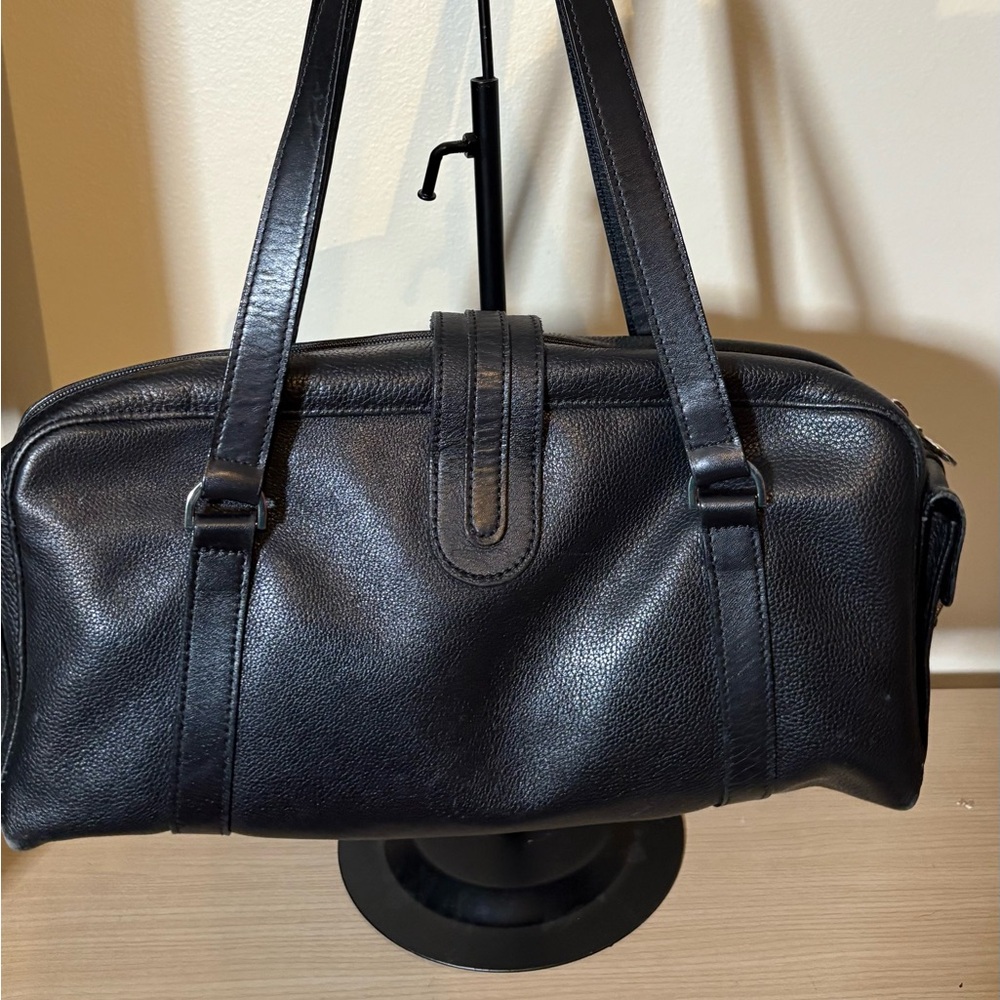 Longchamp Black Leather Handbag with Silver Buckle - Picture 2 of 9